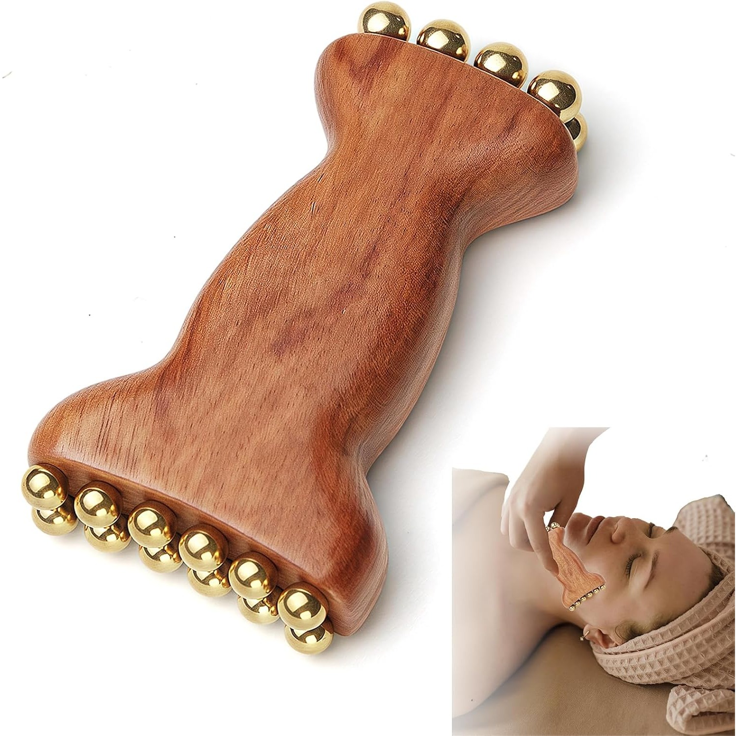 Skincare Glowing - Brass Facial Contour Roller Solid Metal